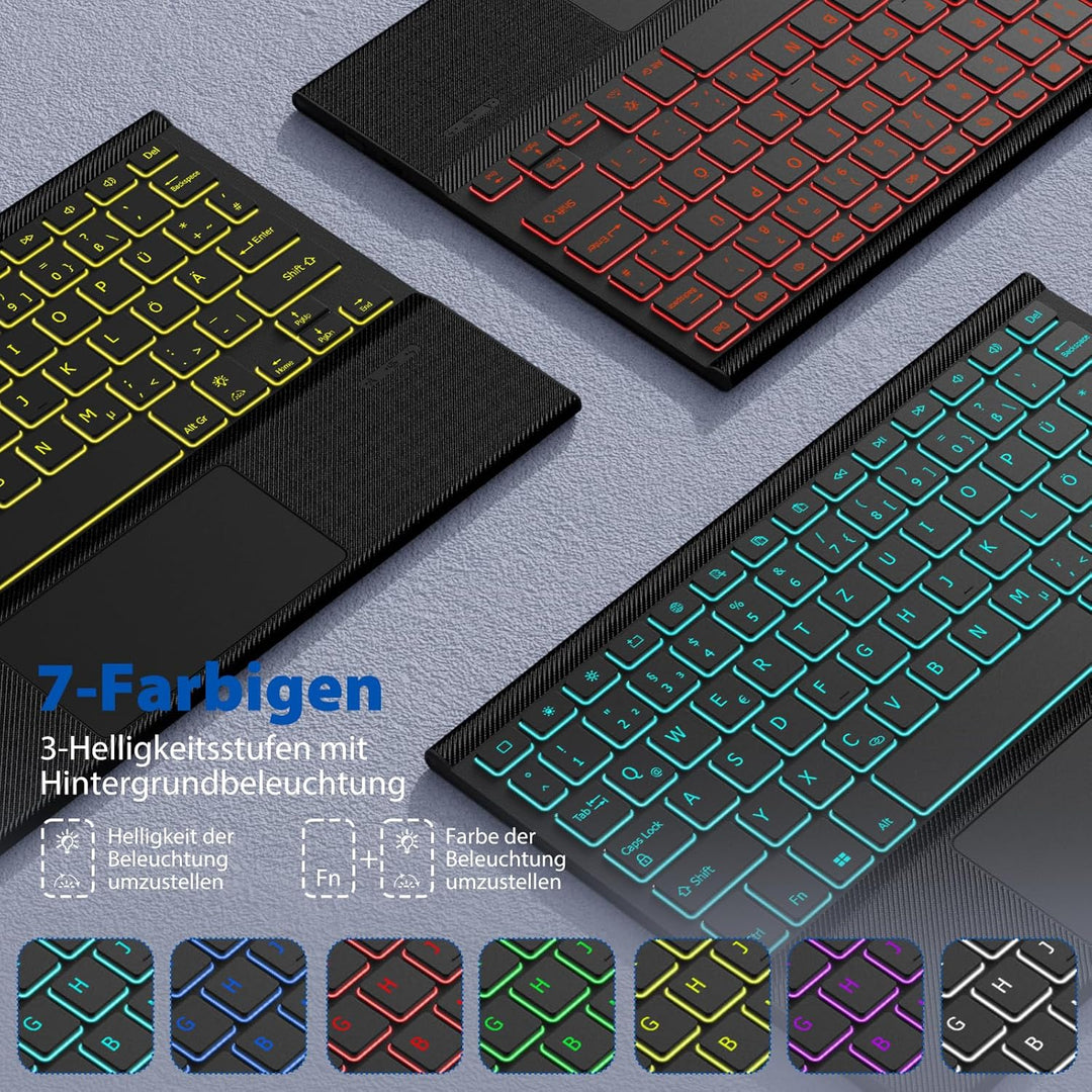 DoohowCase Hülle mit Tastatur für Lenovo Tab Plus (TB351FU) 11.5 Zoll 2024, Bluetooth QWERTZ Tastatu