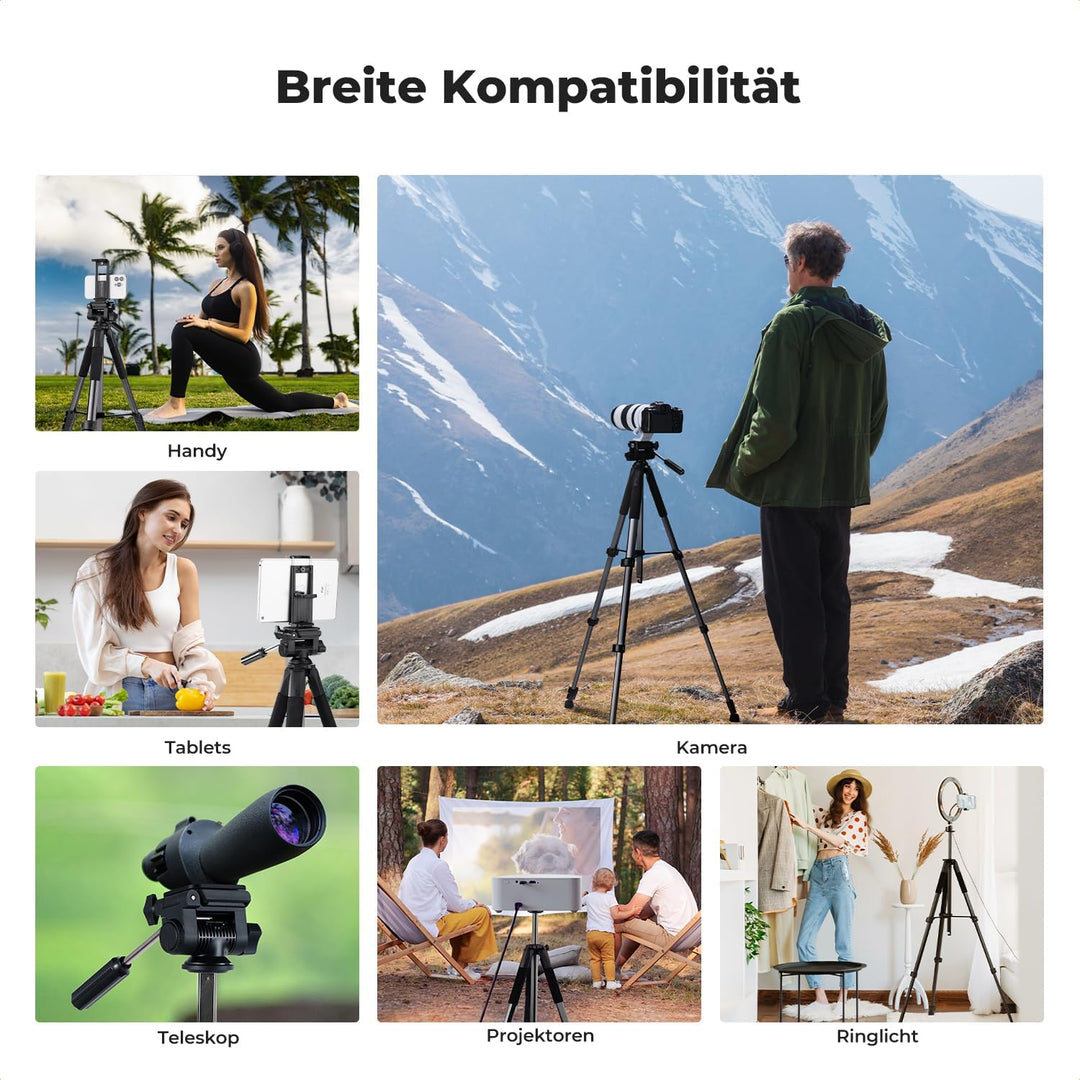 K&F CONCEPT Kamerastativ S255A3+BV01,Leichtes Stativ mit Tasche,190cm Handystativ,Tripod für Canon N