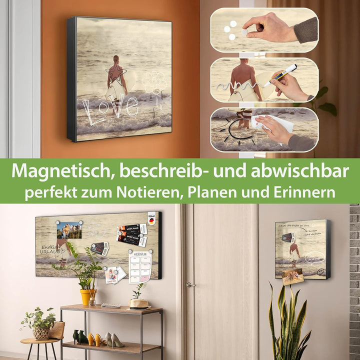 banjado Grosser Schlüsselkasten Glas - Schlüsselbox 30x30cm mit 50 Haken - Schlüsselkasten modern fü