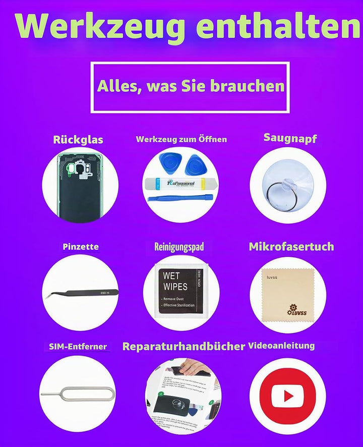 LUVSS Akkudeckel Kompatibel für Samsung Galaxy S22 5G Rückseite Glas Deckel Original Backcover Ersat