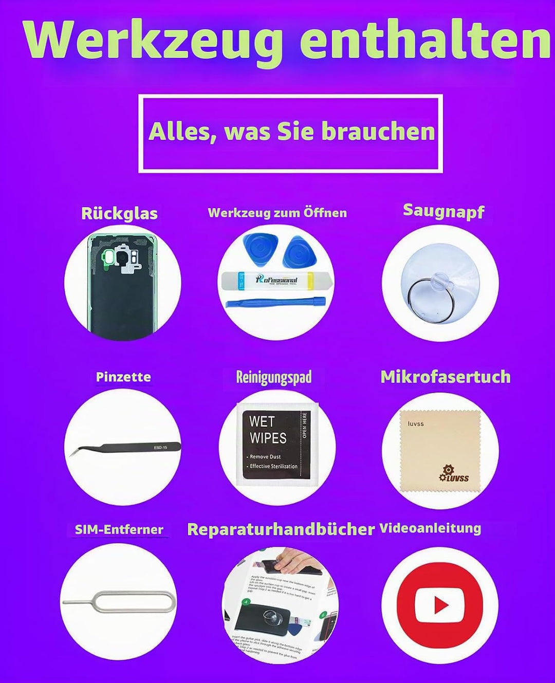 LUVSS Akkudeckel Kompatibel für Samsung Galaxy S20+ Plus Rückseite Glas Deckel Original Backcover Er