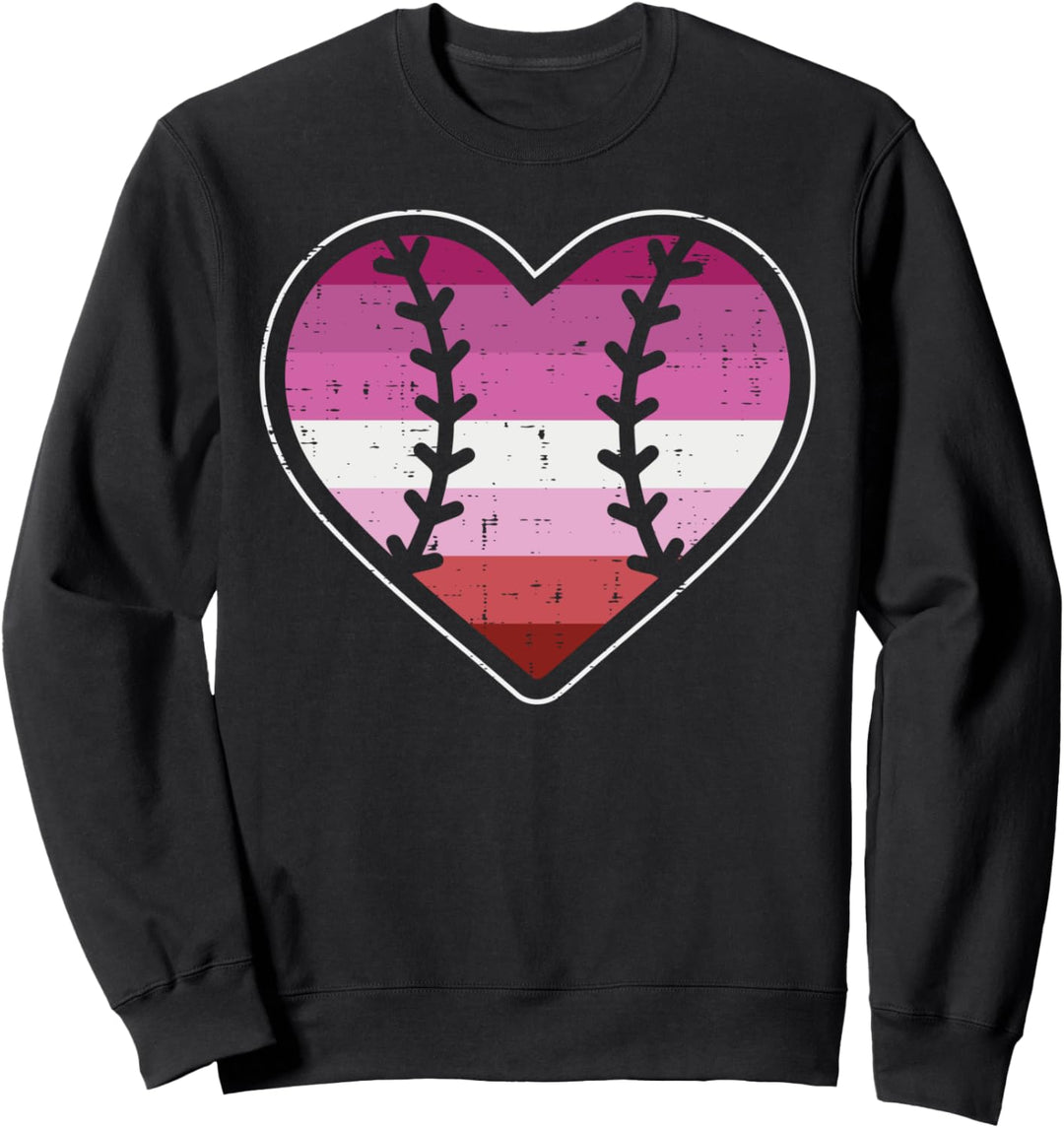 Baseball Heart Sport LGBT Lesbian Flag Gay Pride Ally Women Sweatshirt