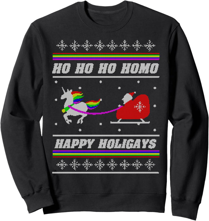 Ho Ho Ho Homo Happy Holigays LGBT Ugly Christmas Sweater Sweatshirt
