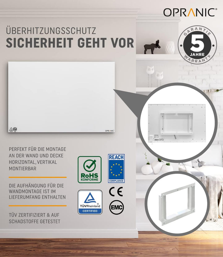 OPRANIC P5 Premium Infrarotheizung | 5 Jahre Garantie | Infrarot Wandheizung, Infrarotheizung Decken