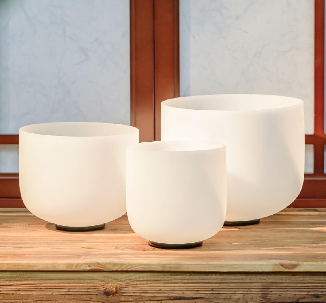 Hye-eun Kristall Klangschalen Set 3 Stück,8-12zoll AFC Note 432 Hz Crystal Singing Bowls Set, Medita