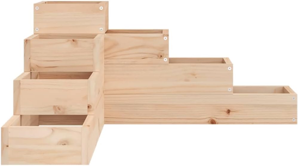 vidaXL Pflanzentreppe, L-Form Blumentreppe Blumenständer, Pflanzkübel mit 4 Stufen, Pflanzkasten Pfl