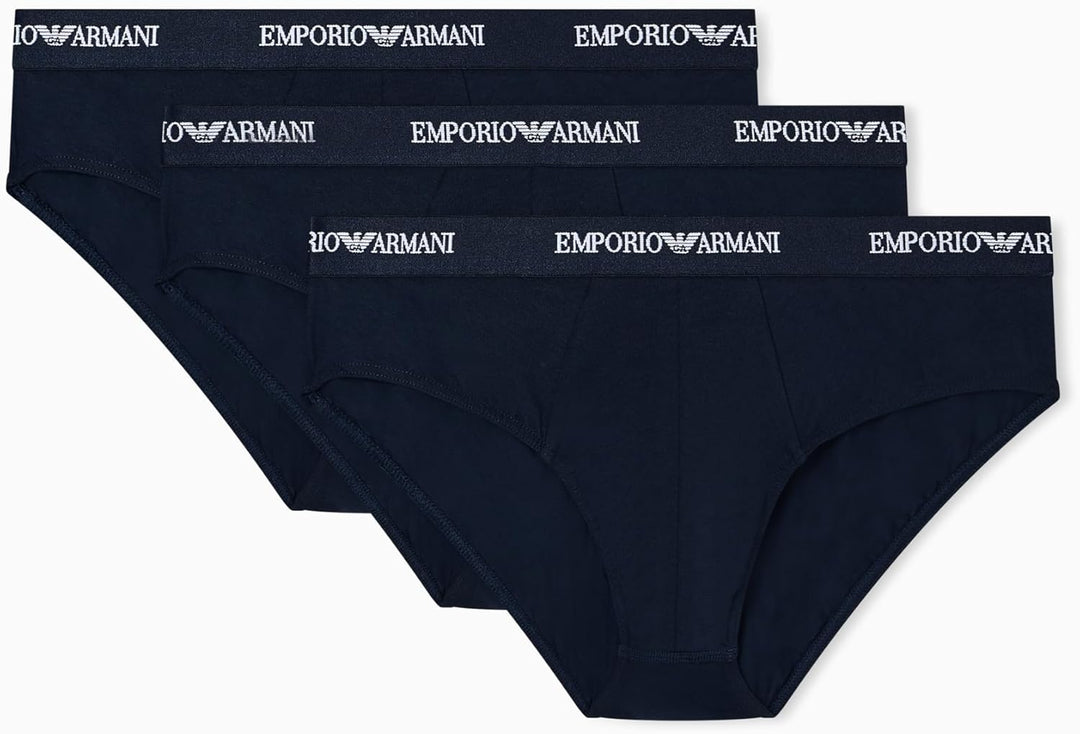 Emporio Armani Herren Bold Monogram 3-Pack Brief Slip S Armani Blue/Armani Blue/Armani Blue, S Arman