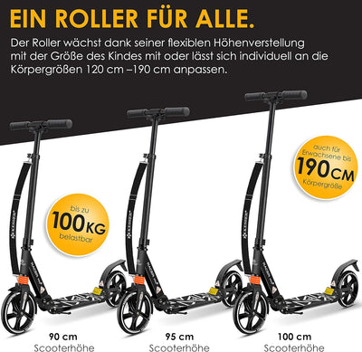 KESSER® Cityroller Scooter 205mm Räder PU Big Wheel - Pro-S Tretroller mit Doppel Federung, City-Rol