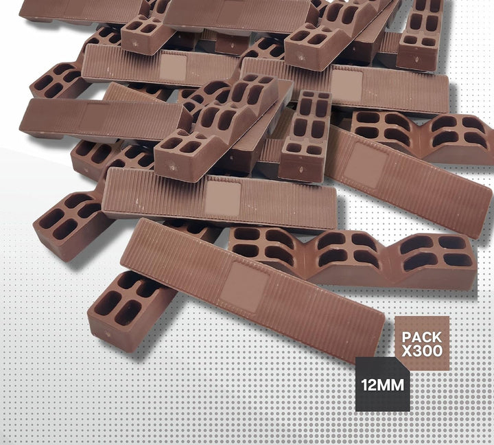 DOJA BARCELONA | 12mm Abstandshalter Kunststoff | Abstandhalter Braun | PACK 250 | Kunststoffkeile U