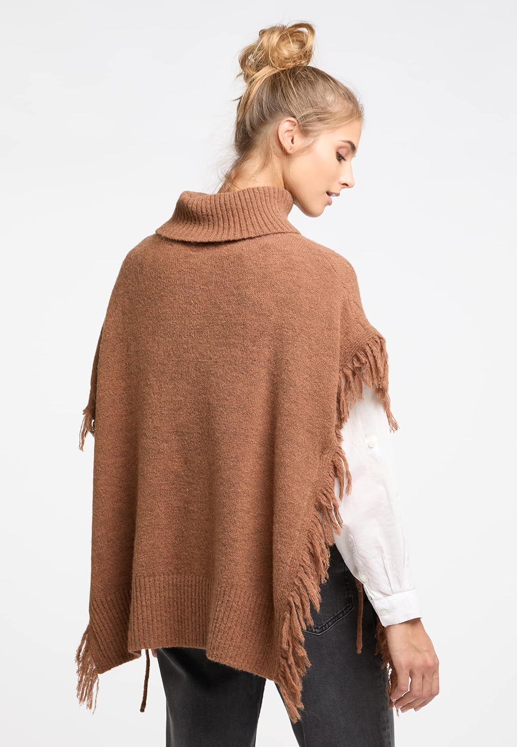 IZIA Damen Strick Poncho XS-S Braun, XS-S Braun