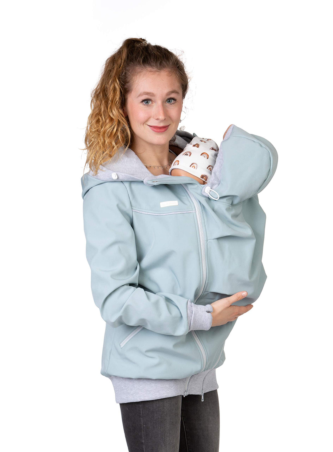 Viva la Mama 4in1 Tragejacke für Tragen auf dem Rücken oder der Brust, Softshell, Umstandsjacke + Kä