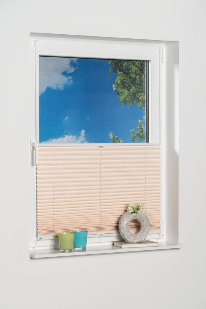 K-home Klemmfix-Plissee Palma Creme 90 x 130 cm +++Verdunklung+++ 90 x 130 cm Creme, 90 x 130 cm Cre