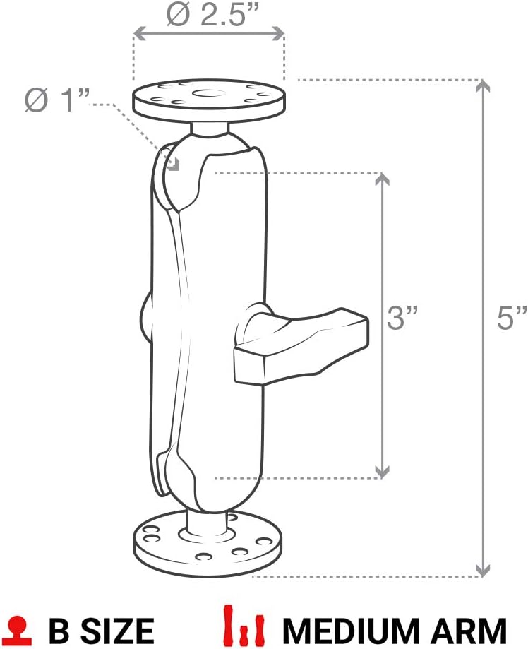 RAM Mount Dual Socket Arm W/2 2,5 Zoll Round Bases