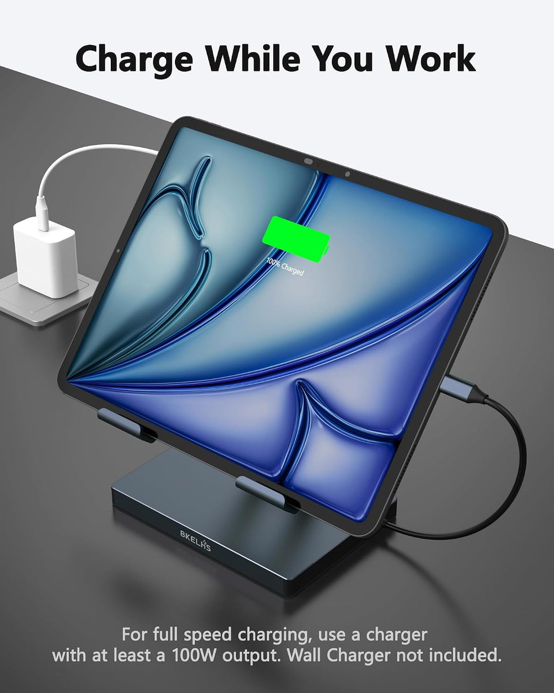 iPad Pro USB C Hub Stand, 9 in 1 Adapter for iPad Air M5 M3 M4 13 12.9 Inch Docking Station 4K 60Hz