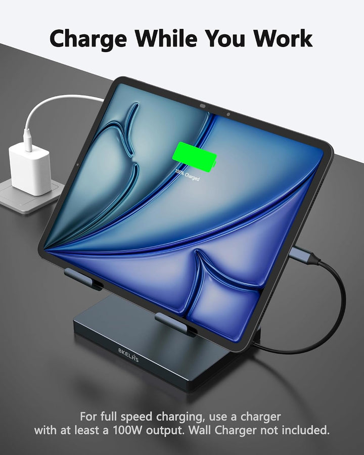 iPad Pro USB C Hub Stand, 9 in 1 Adapter for iPad Air M5 M3 M4 13 12.9 Inch Docking Station 4K 60Hz