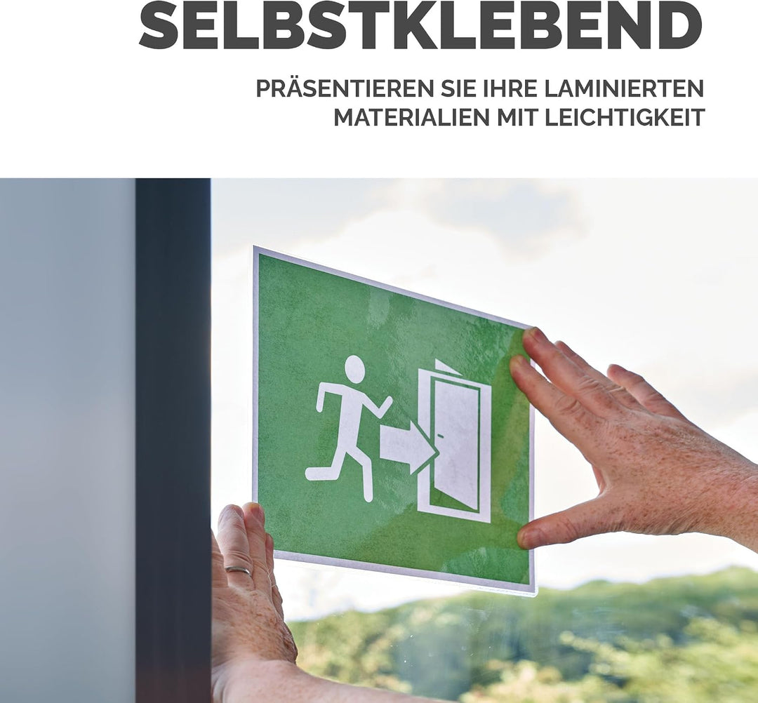 Fellowes Laminierfolie A4, 125 Mikron (2 x 125 mic), mit selbstklebender Rückseite für Aushänge und