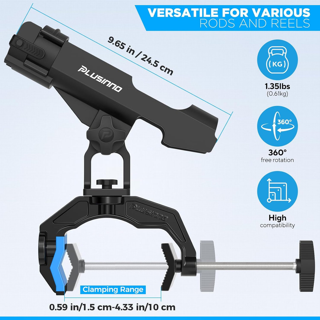 PLUSINNO Angelrutenhalter für Boote, mit vergrösserter Klemme, innovatives doppeltes V-Design, passe