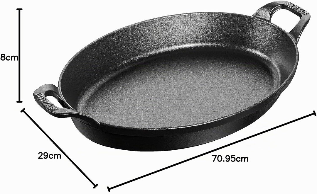 STAUB Stapelbare Auflaufform, oval Schwarz 37 cm, Schwarz 37 cm