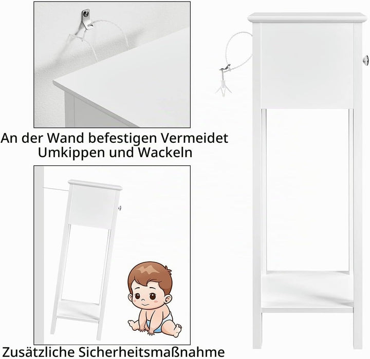 Yaheetech 2 STK. Telefontisch Weiss HBT: ca. 70 x 25 x 25 cm Beistelltisch mit Schublade Konsolentis
