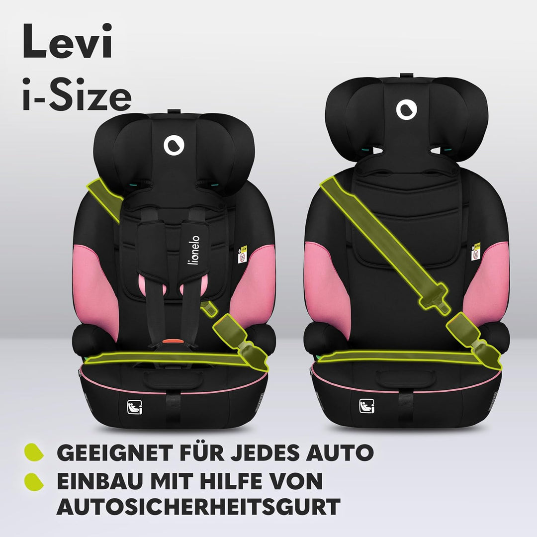 LIONELO LEVI I-SIZE 76-150 cm Kinderautositz, Gruppe 1 2 3, Seitenschutz, 10 Grad Kopfstützenverstel
