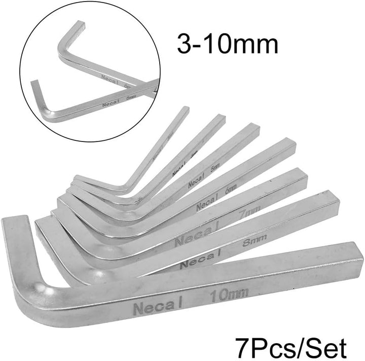 Vierkantschlüssel-Set, L-förmiger Vierkantschlüssel, 3–10 mm, Chrom-Vanadium-Stahl, Vierkantschlüsse