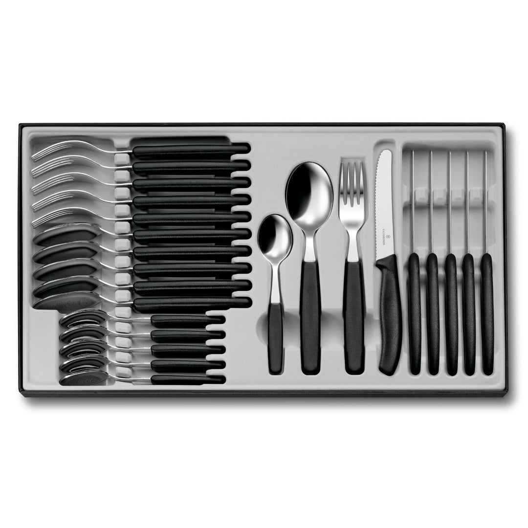 Swiss Classic Tafelbesteck mit Tomatenmesser, 24-teilig, schwarz Single, Single