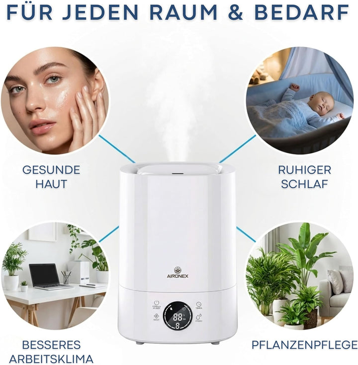 Luftbefeuchter 6 Liter – Top-Fill – Aroma – Luftbefeuchter – Humidifier – Geeignet für Wohnzimmer, B