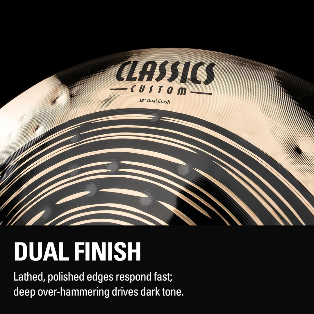 Meinl Classics Custom Dual 18 Zoll Crash (Video) Schlagzeug Becken (45,72cm) B12 Bronze, Dunkles und