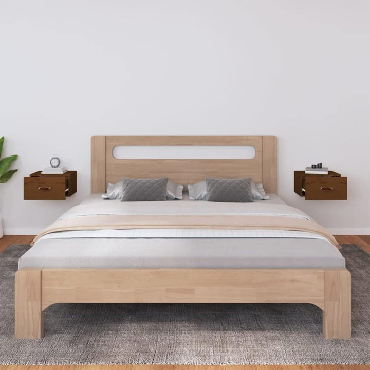 Tidyard 2 STK. Wand Nachttisch Hängend Nachtkommode Wandboard Nachttisch mit Schublade Massives Kief