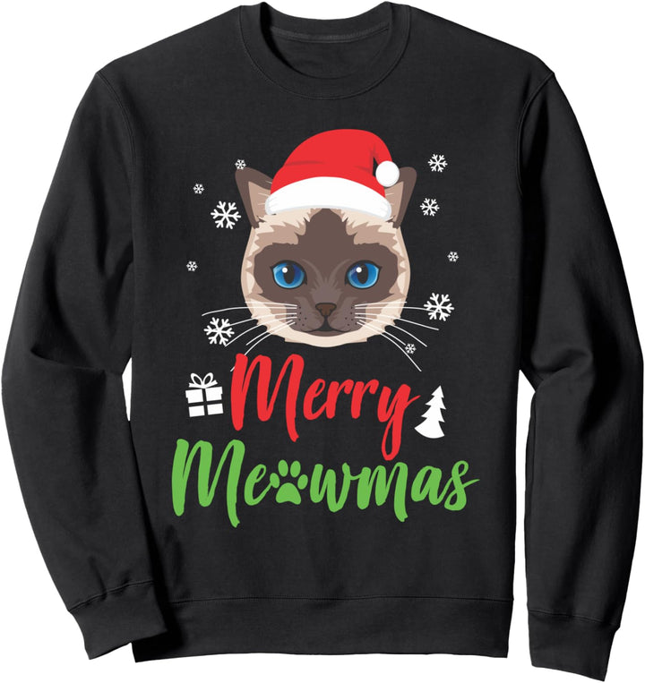 Weihnachtskatze Siamese Frohe Meowmas Geschenk Sweatshirt