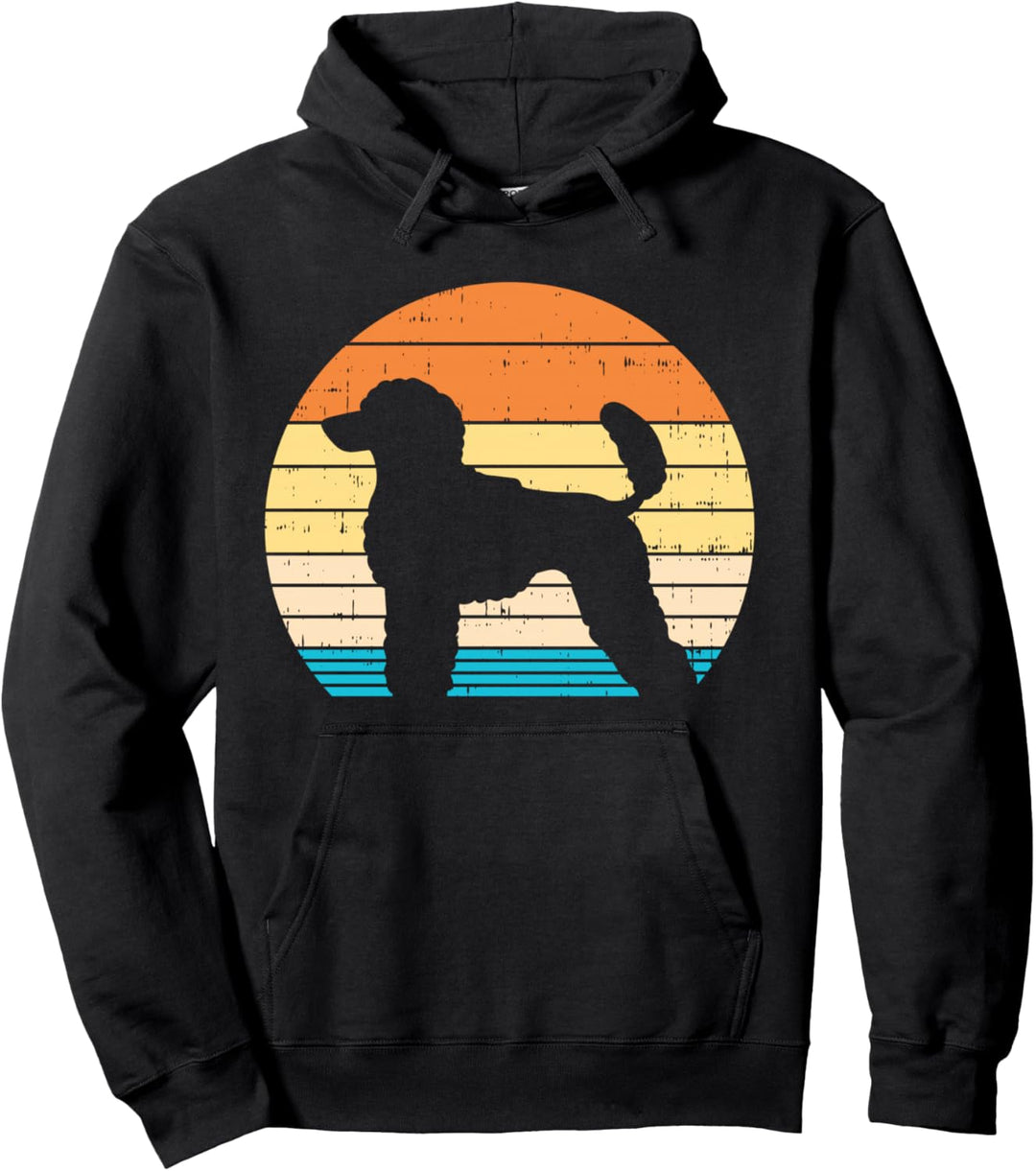 Poodle Silhouette Sunset Retro Animal Pet Dog Lover Gift Pullover Hoodie