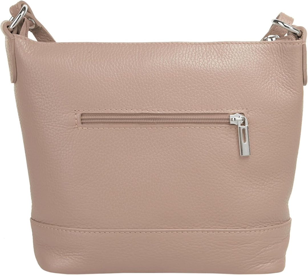Umhängetasche Echt Leder Damen Made in Italy, verstellbarer Schultergurt, Handtasche mit Reissversch