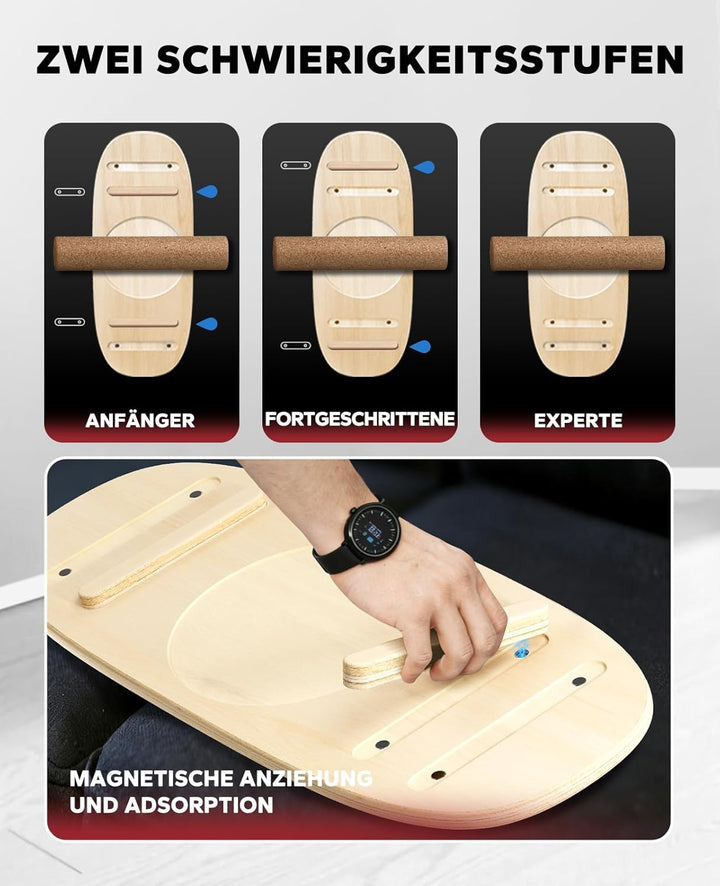 HAPBEAR Labyrinth Balance Board für Erwachsene – 6-in-1 Surfin Balance Board Set mit Korkrolle & Hal