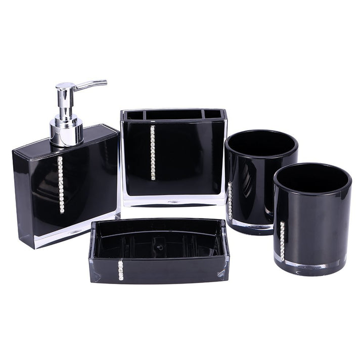 Yosoo 5er Set erstklassig (hochwertiges Acryl) Bad Lotion Set Flaschen Zahnbürstenhalter Zahnputzbec
