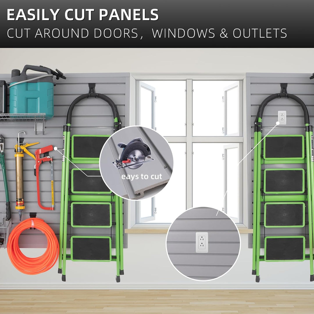 FRAYSCENT Lamellenwandverkleidung Garage Wand Organizer, Slatwall Paneele Garage Werkzeug Organizer