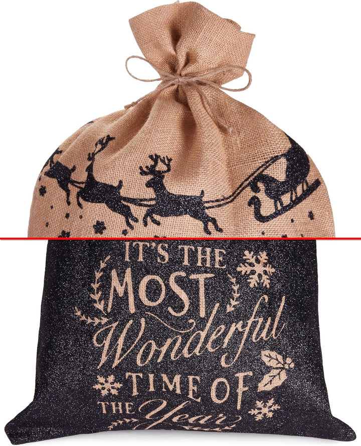 BRUBAKER 3er Set Weihnachtssack - 80 cm Geschenksack mit weihnachtlichen Motiven - Nikolausbeutel zu