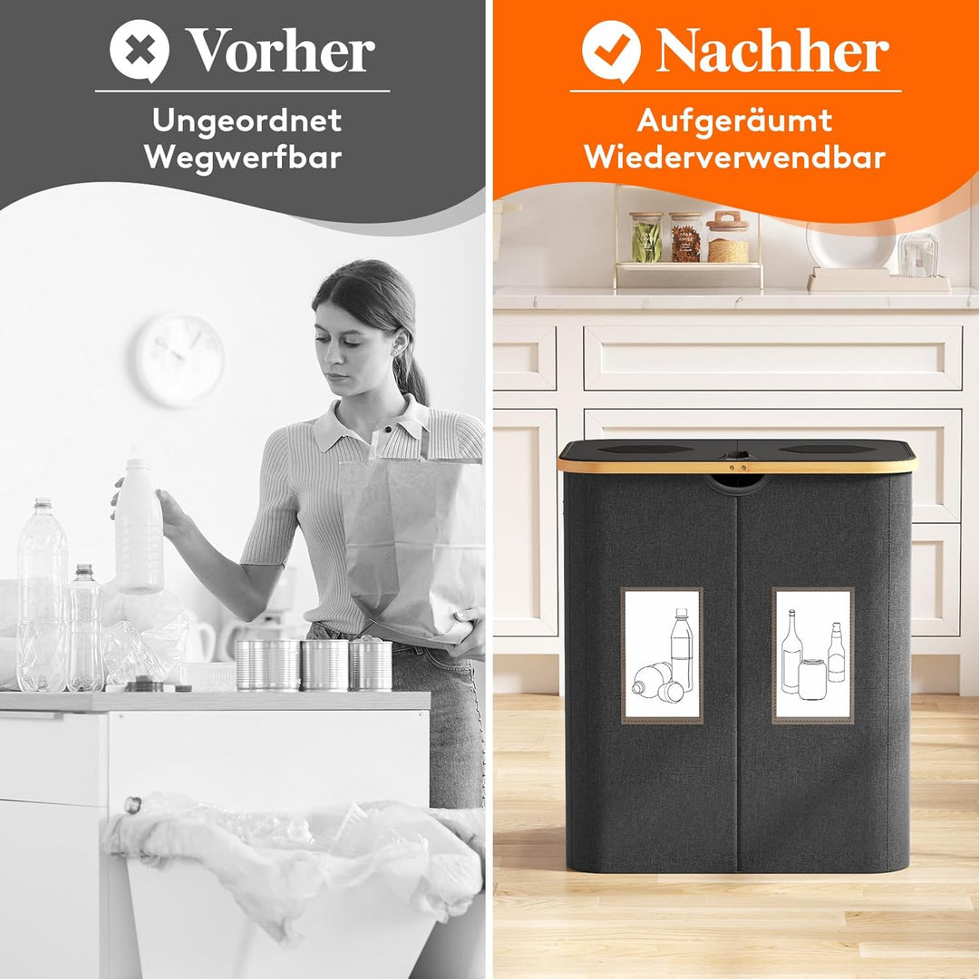 Lifewit 120L Pfandflaschen Sammelbehälter, Flaschen Organizer mit Deckel, Flaschensammler Leergut 2
