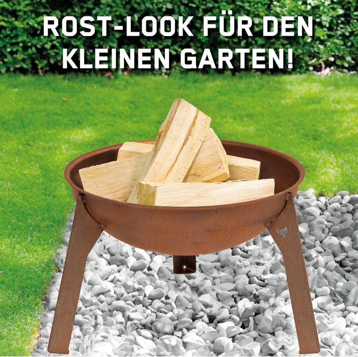 FENNEK Rustic | kleine Feuerschale mit Ø 43 cm | gefertigt aus Stahlblech - rostend | erhält mit der