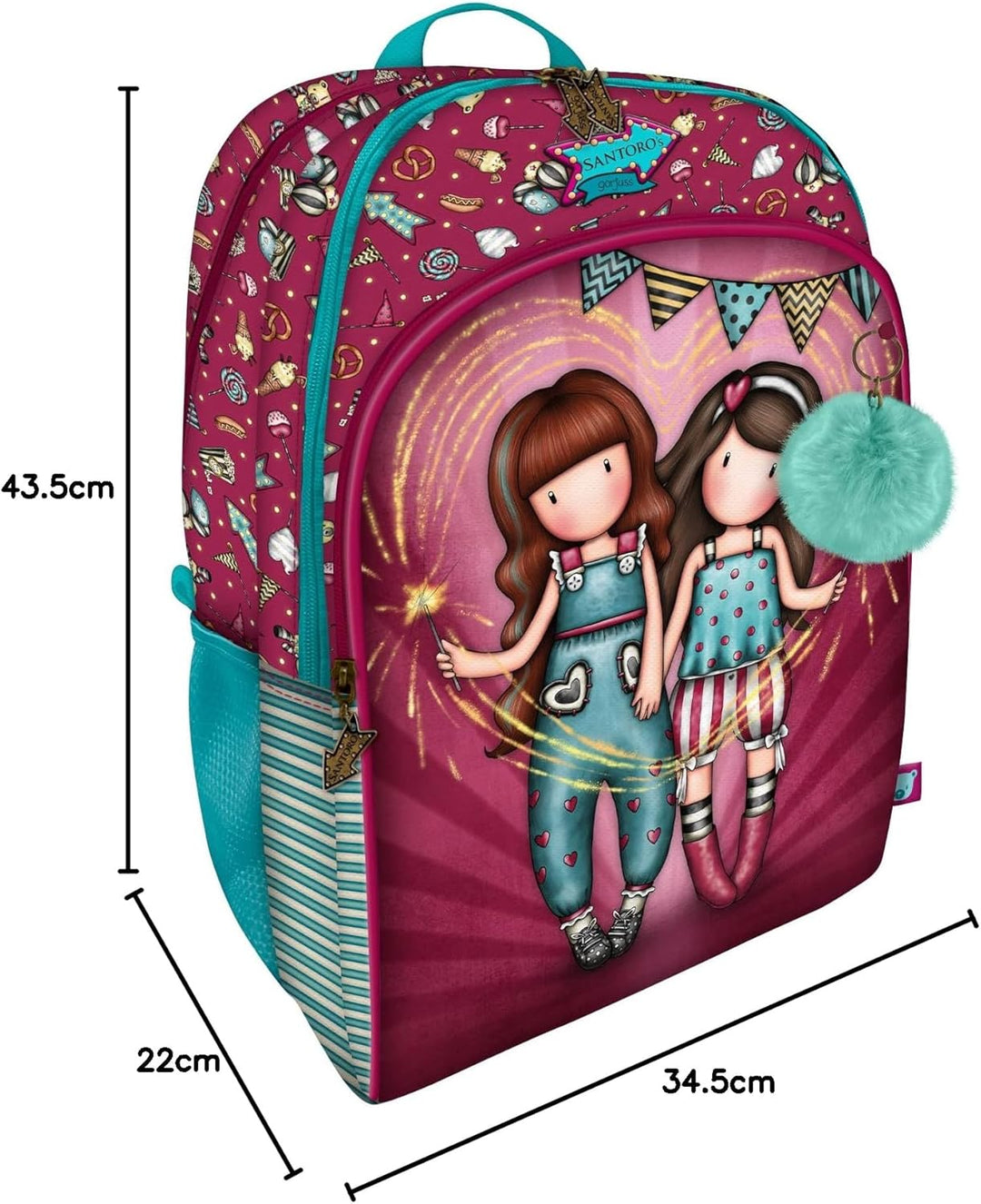 Santoro 1130GJ03 Gorjuss Fairground Rucksack Feuerwerk, 34,5 x 43,5 x 22 cm, blau