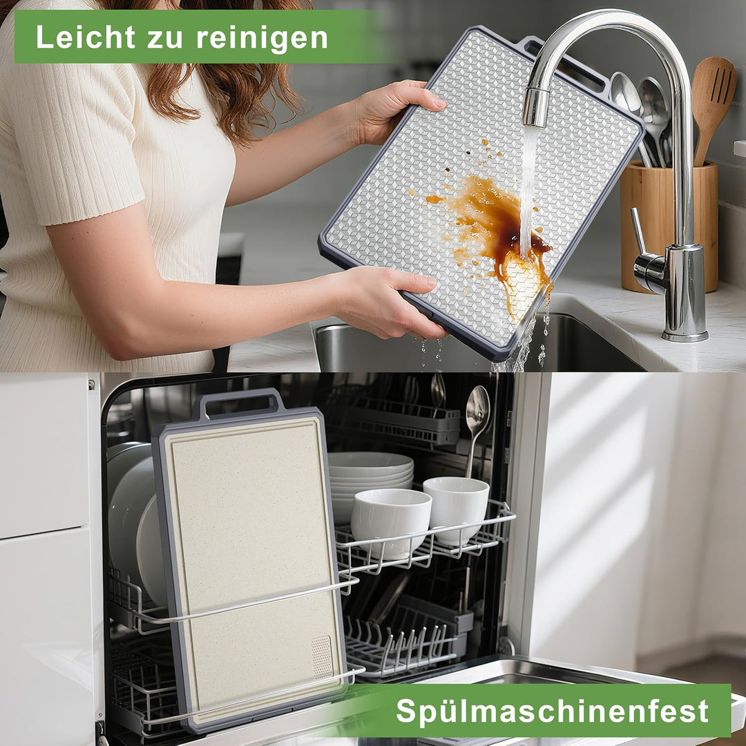 ROTTOGOON Schneidebrett Edelstahl Doppelseitiges Schneidebrett Kunststoff für die Küche 40 cm x 27 c
