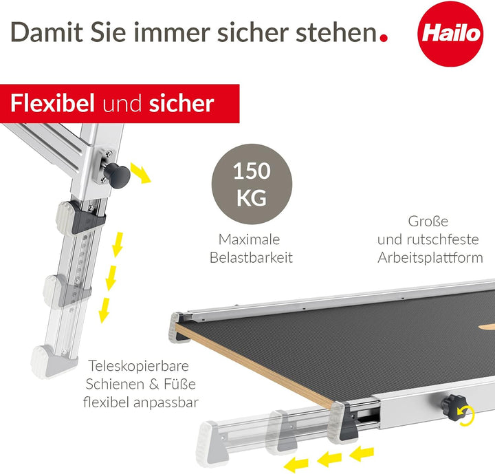 Hailo TP1 Treppenpodest - Arbeitsplattform aus Rutschfester Siebdruckplatte mit Tragegriff und integ
