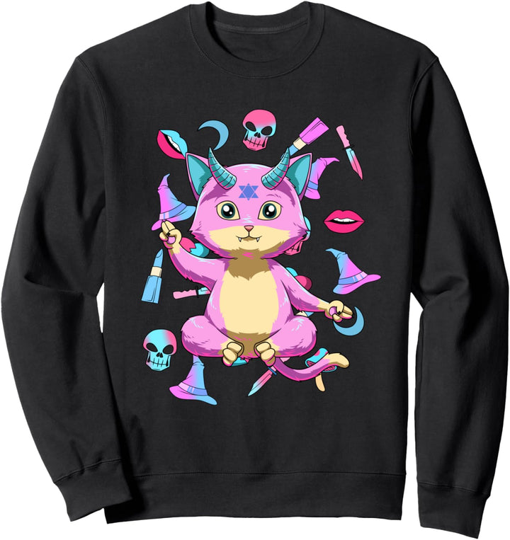 Baphomet Katze Pastell Goth Soft Grunge Ästhetik Sweatshirt