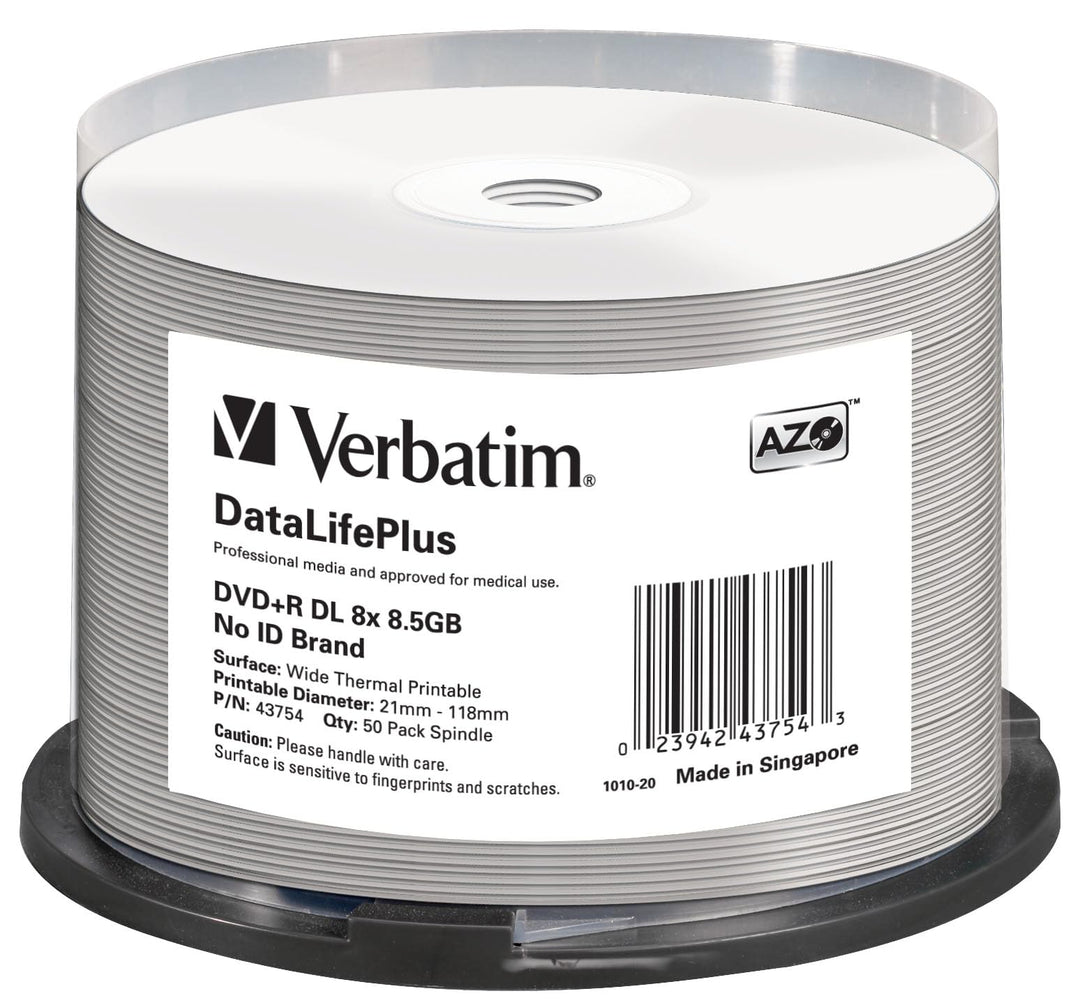 Verbatim DVD-R 8x Double Layer Wide Thermal Printable 8.5GB, DataLifePlus, 50er Pack Spindel, DVD Ro