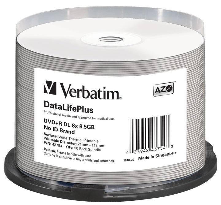Verbatim DVD-R 8x Double Layer Wide Thermal Printable 8.5GB, DataLifePlus, 50er Pack Spindel, DVD Ro