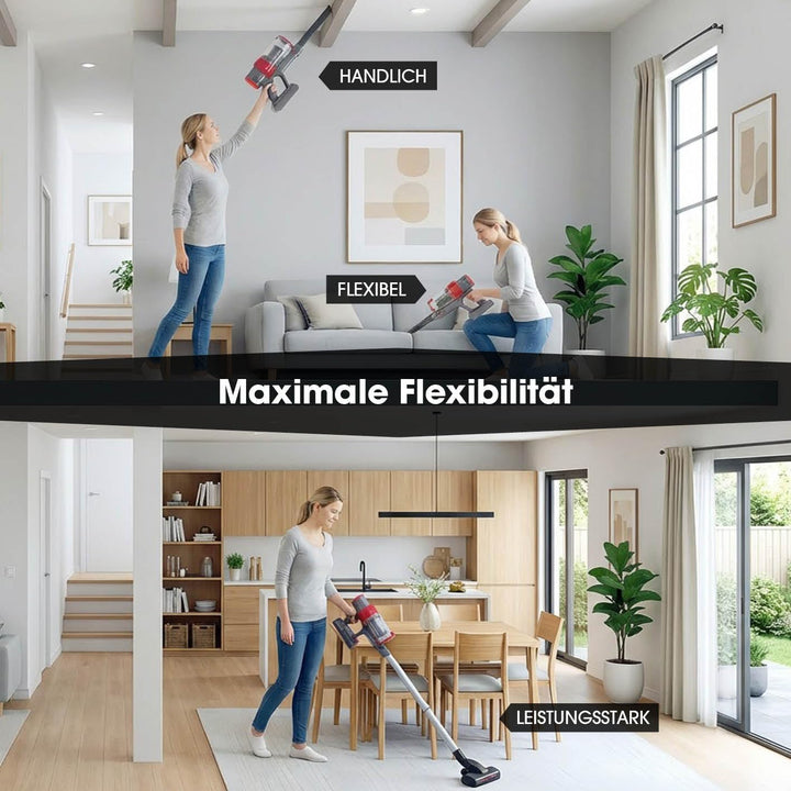 CLEANmaxx 2in1 Akku-Zyklon-Staubsauger | Kabelloser Hand- & Bodenstaubsauger mit starkem 22,2 V Li-I