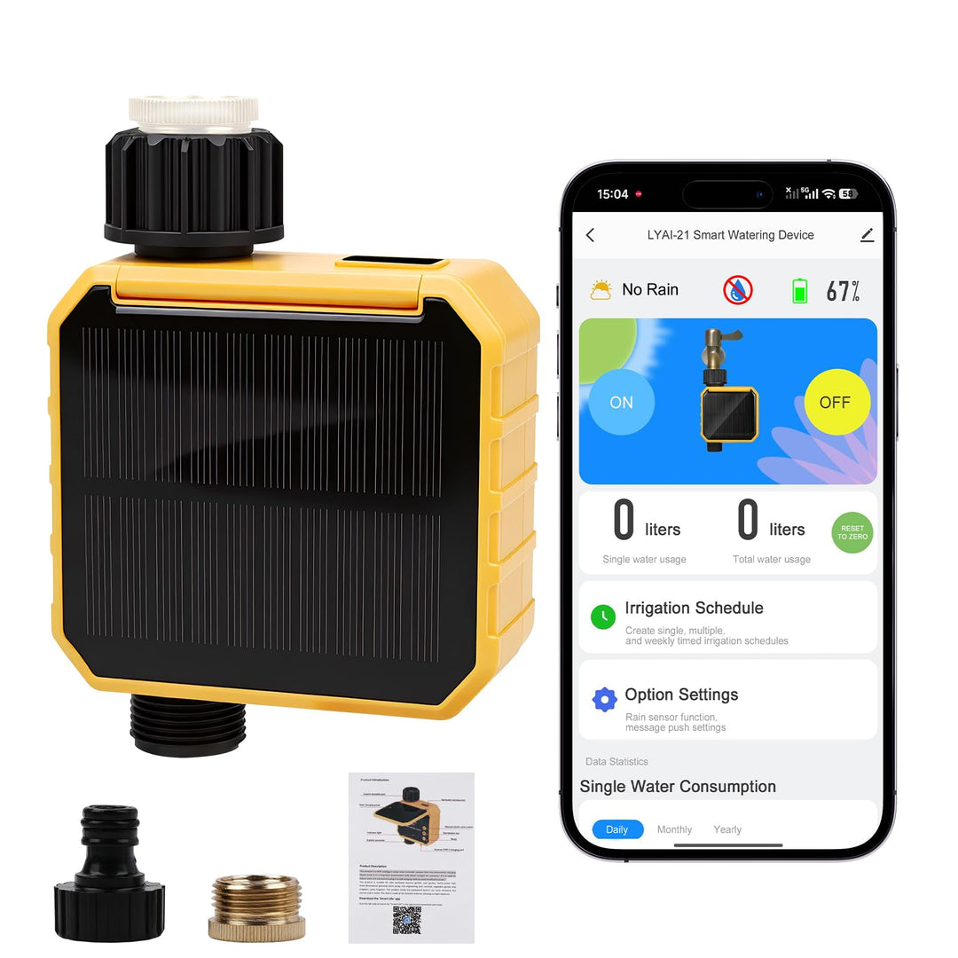 Einkanal Solar Bewässerungscomputer, Automatischer per WLAN fernsteuerbarer | Smart Bewässerungsuhr