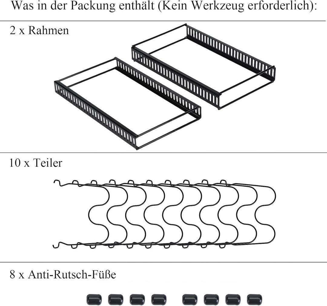 Toplife Pfannenhalter für schublade, erweiterbarer Pfannen Organizer, Deckelhalter mit 10 verstellba