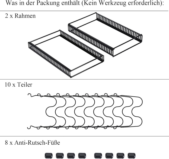 Toplife Pfannenhalter für schublade, erweiterbarer Pfannen Organizer, Deckelhalter mit 10 verstellba