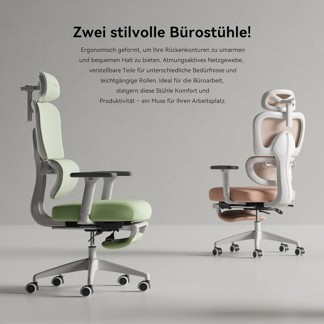 MUSSO E600SE Ergonomischer Bürostuhl, 3-stufig verstellbare Lendenwirbelsäule 3D-verstellbare Armleh