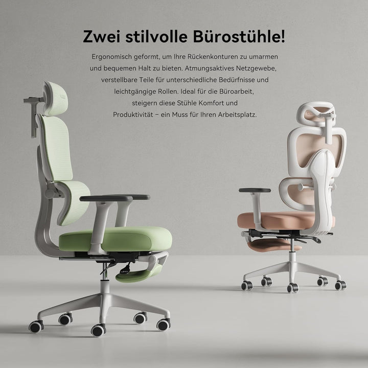 MUSSO E600SE Ergonomischer Bürostuhl, 3-stufig verstellbare Lendenwirbelsäule 3D-verstellbare Armleh